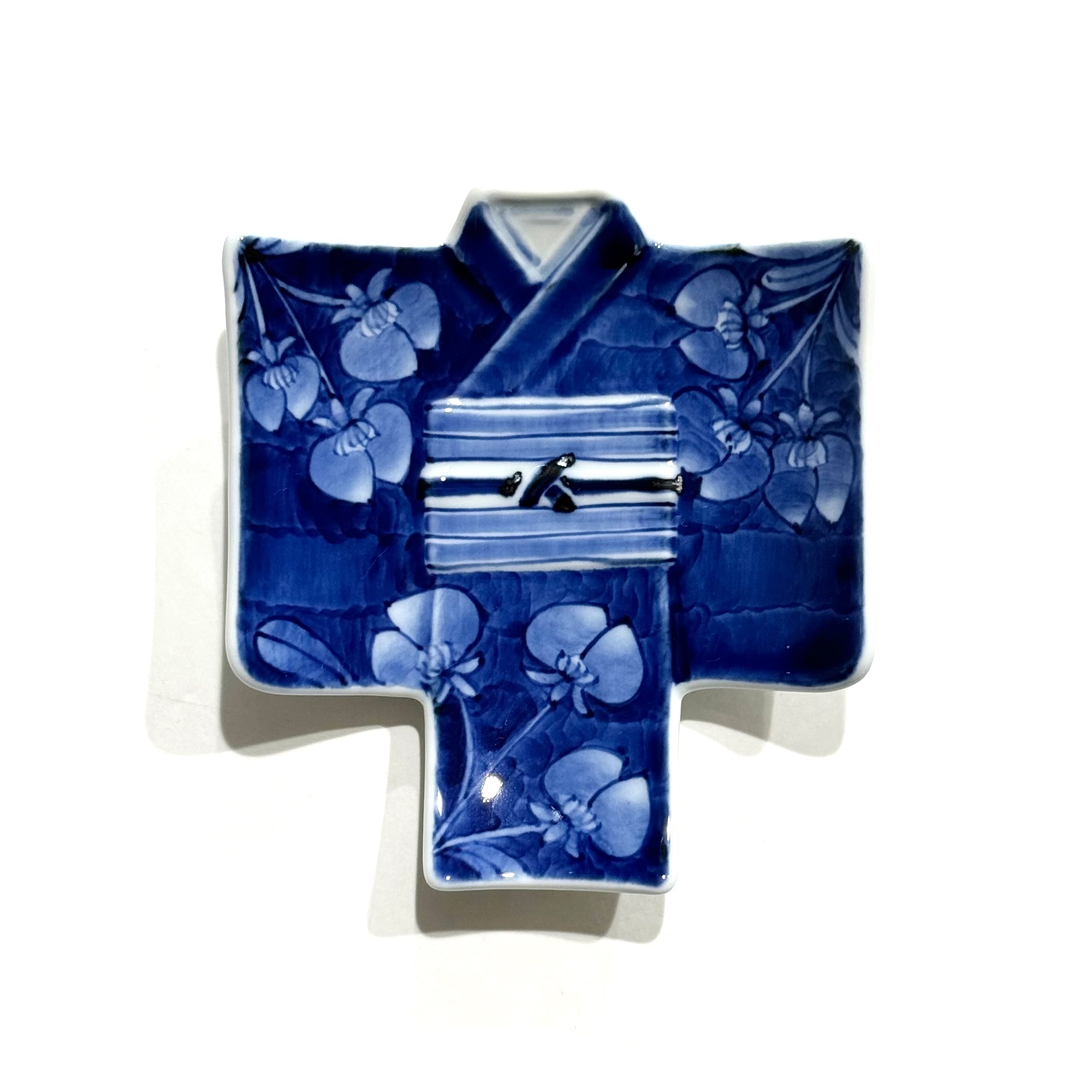 着物帯入り皿　希少品 濃蘭 着物銘々皿 《伯父山窯》 | 24to3［西富陶磁器オンラインストア