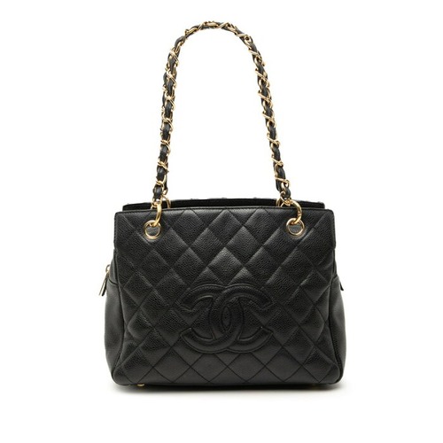 シャネル マトラッセ ココマーク チェーン トートバッグ ブラック キャビアスキン レディース CHANEL 【中古】