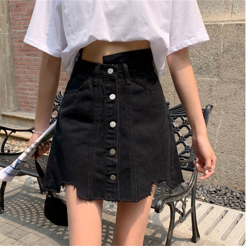 スカート ウェストAラインサマーブレスト薄手ブラックショート 大きめサイズ 夏物 萌量不足88865185507