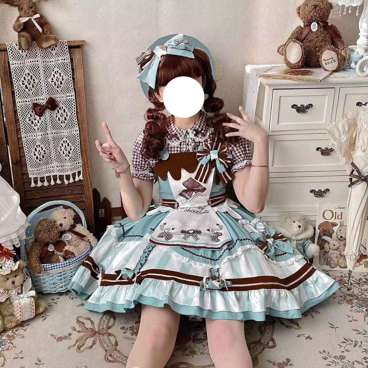 ミントチョコレートフリルロリータワンピース：フルセット | Maiden