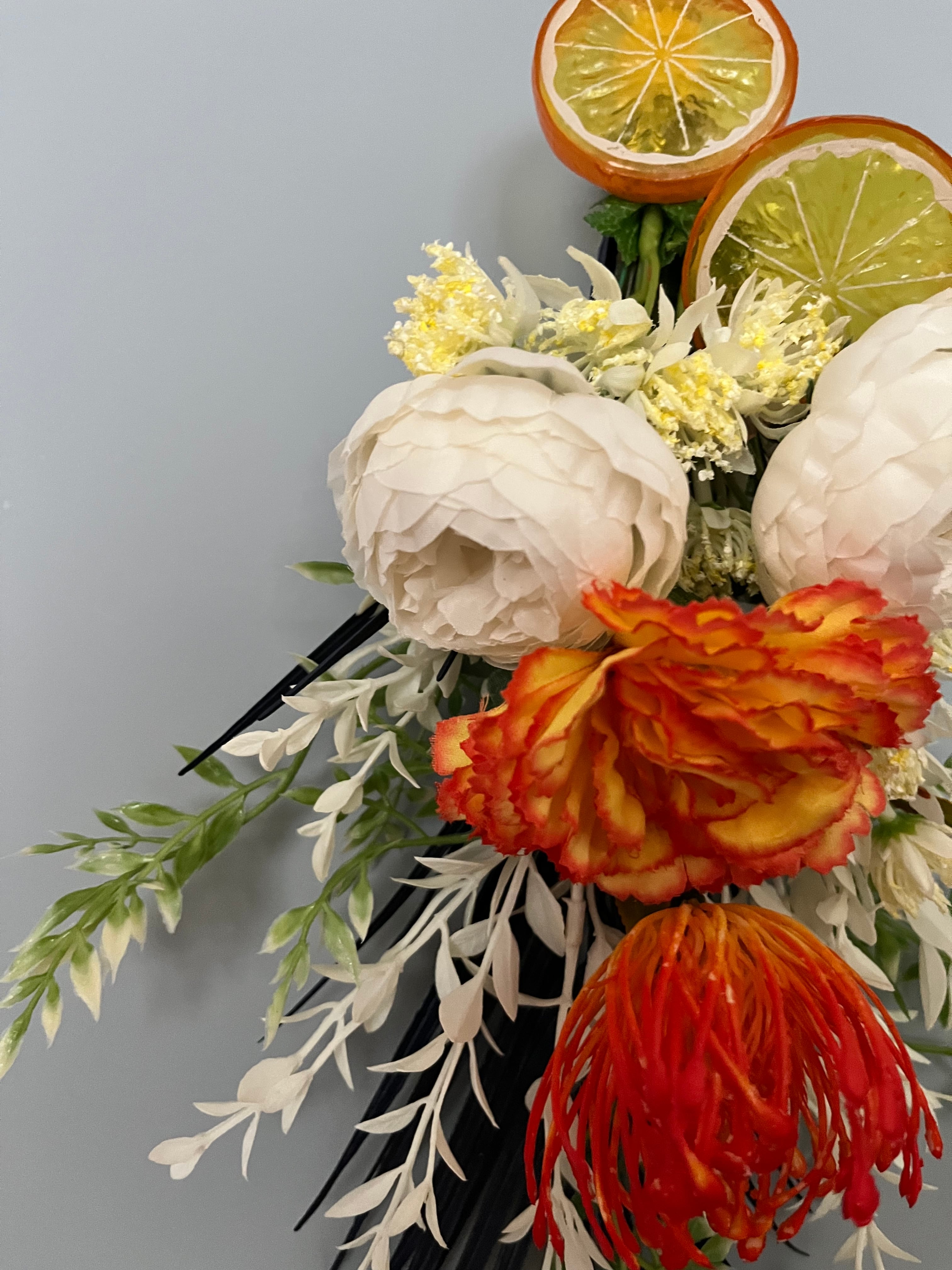 長さ約60cm・サンセットオレンジのボリュームスワッグ（ブーケ） 長さ約60cm・サンセットオレンジのボリュームスワッグ（ブーケ） LL