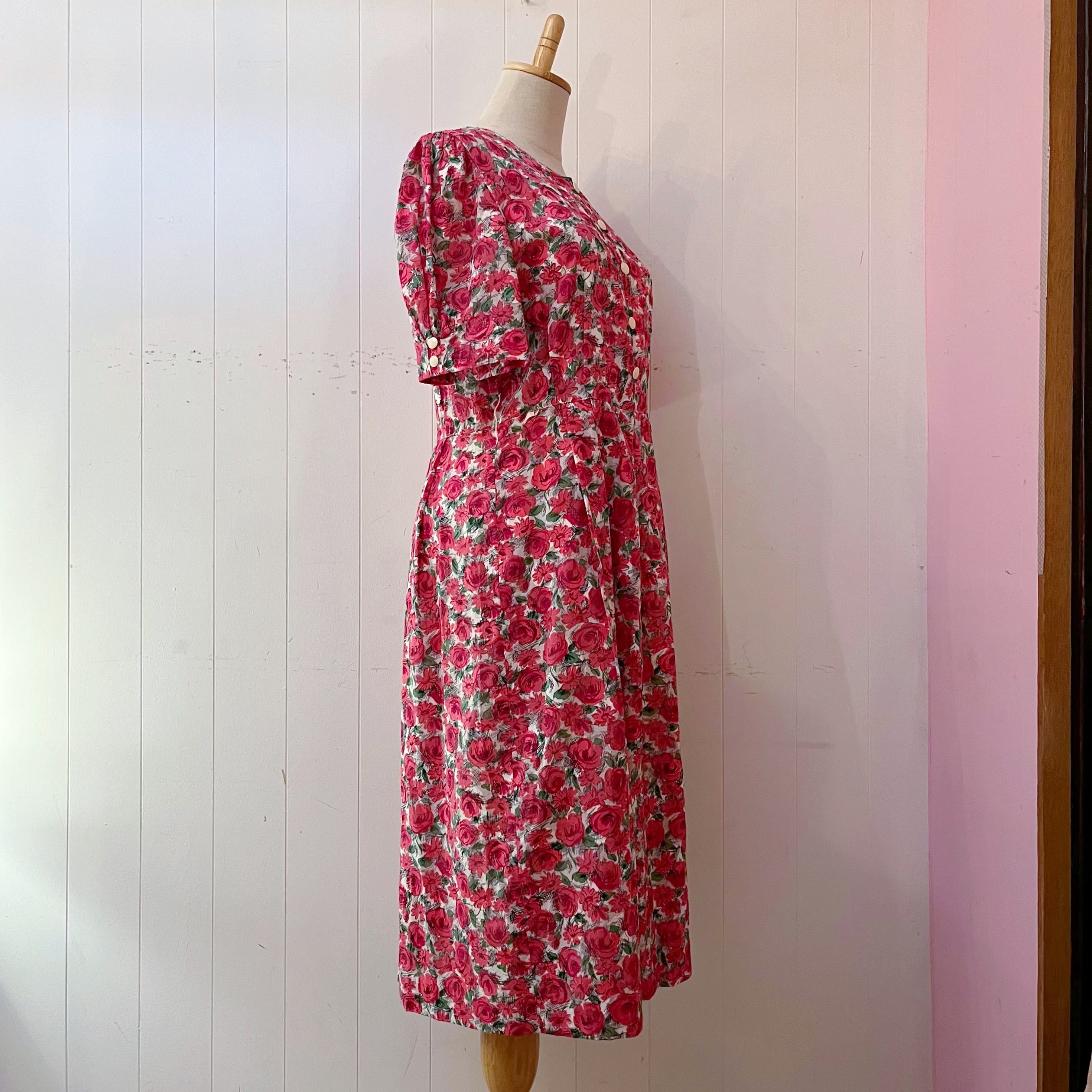 ROBERTA / pink rose garden one-piece