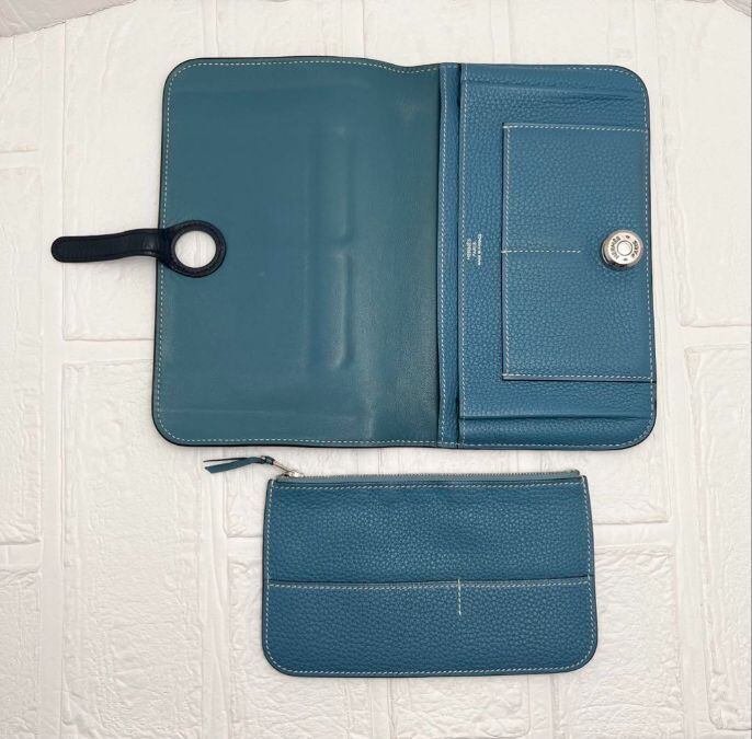 購入証明付‼️エルメスドゴン ネイビー×ブルージーンバイカラー×シルバー金具長財布 購入証明付‼️エルメスドゴン ネイビー×ブルージーンバイカラー