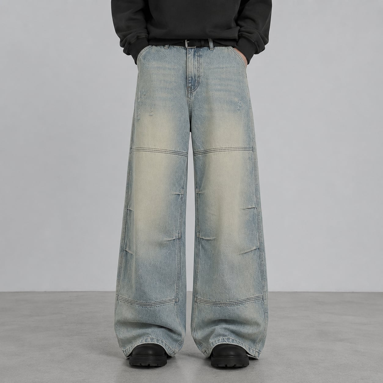 Loose mopping denim pants 0012