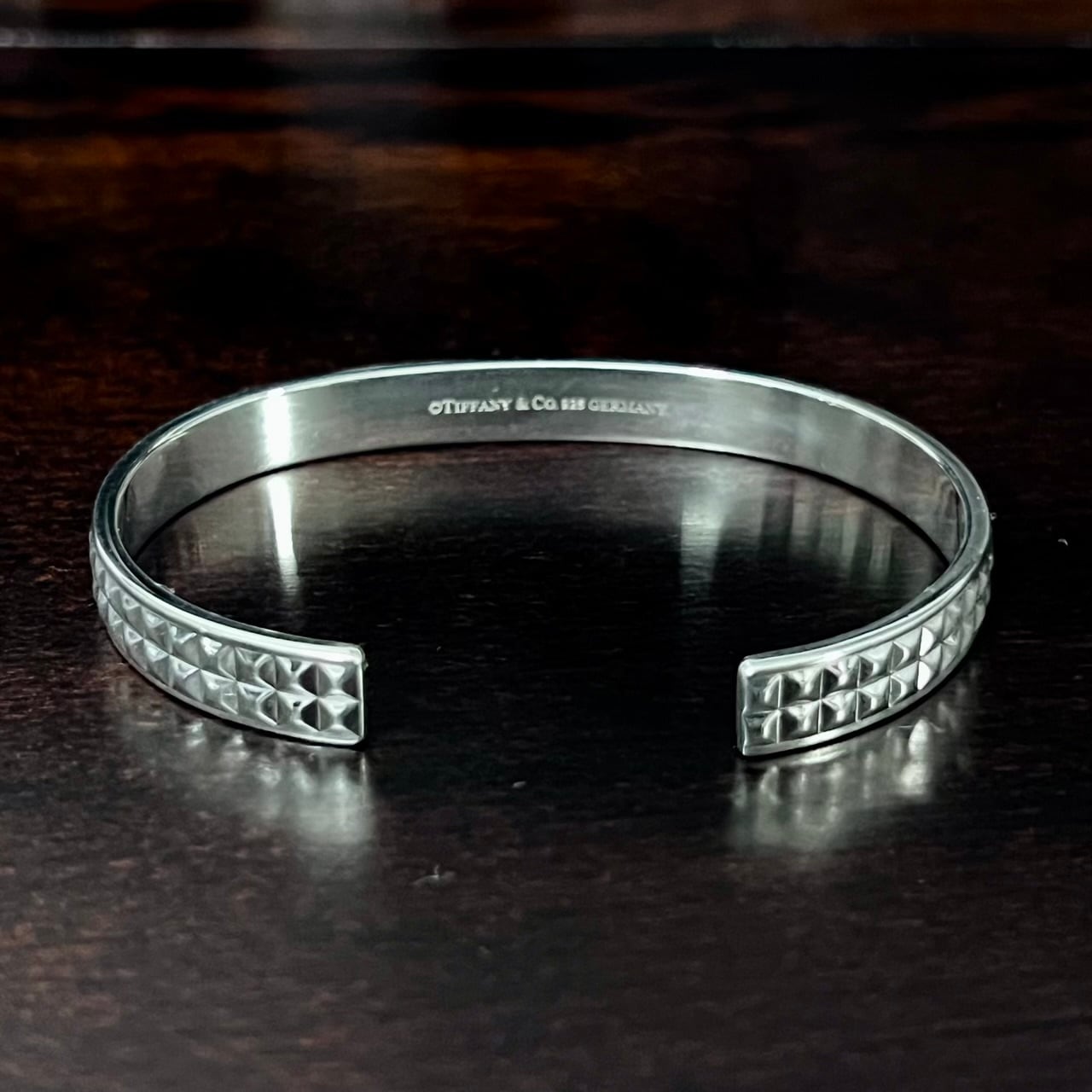 OLD TIFFANY & CO. Studs Narrow Cuff Bracelet Sterling Silver