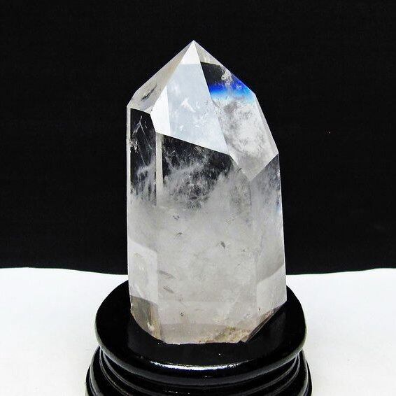 水晶 六角柱 水晶 ポイント 台座付属 置物 原石 一点物 152-4537