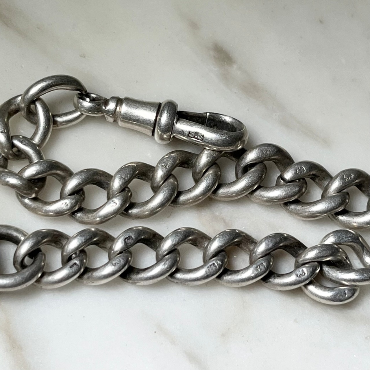 antique victorian silver fob chain with T bar