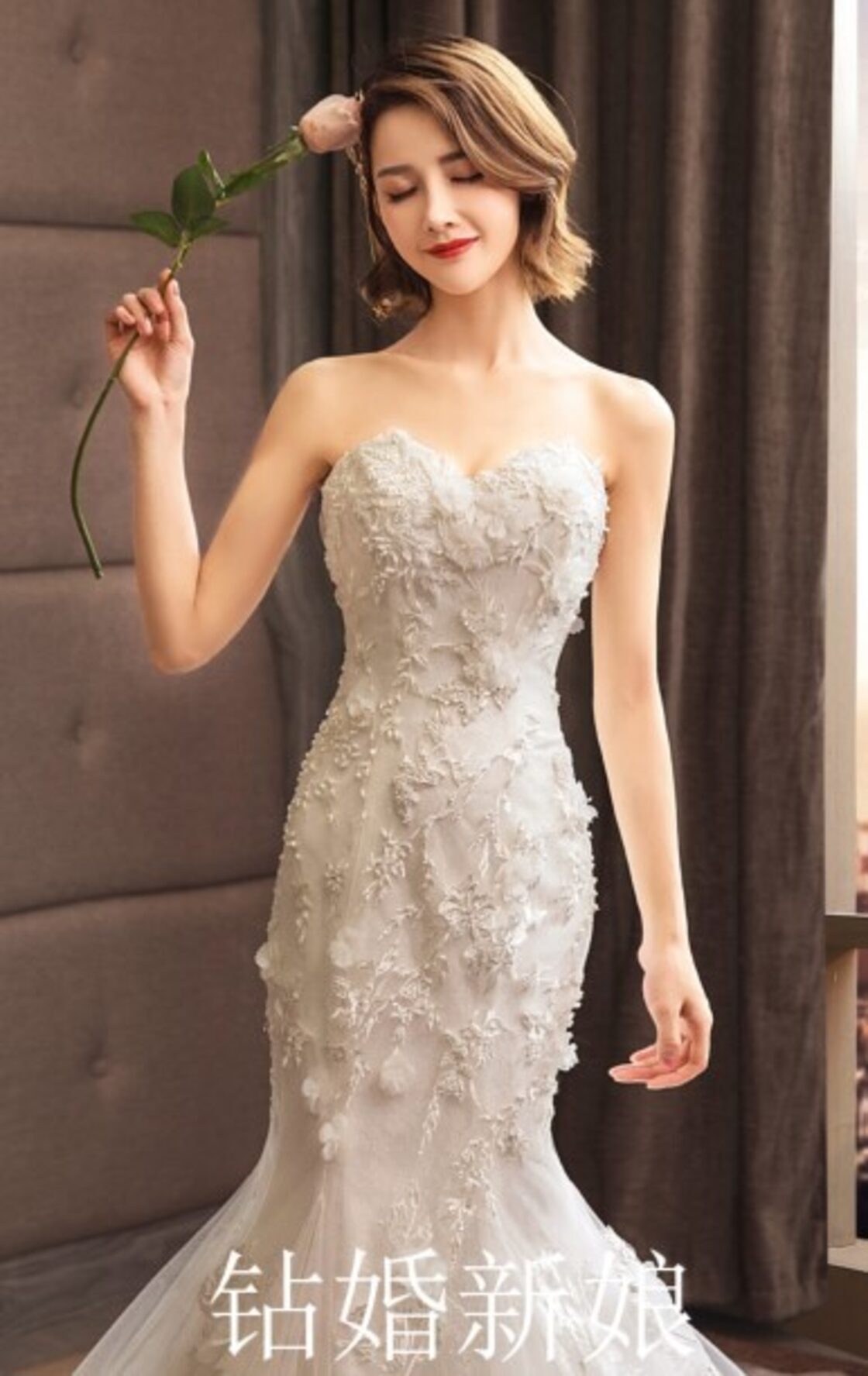 ウエディングドレス 繊細レース ビスチェドレス マーメイドライン  