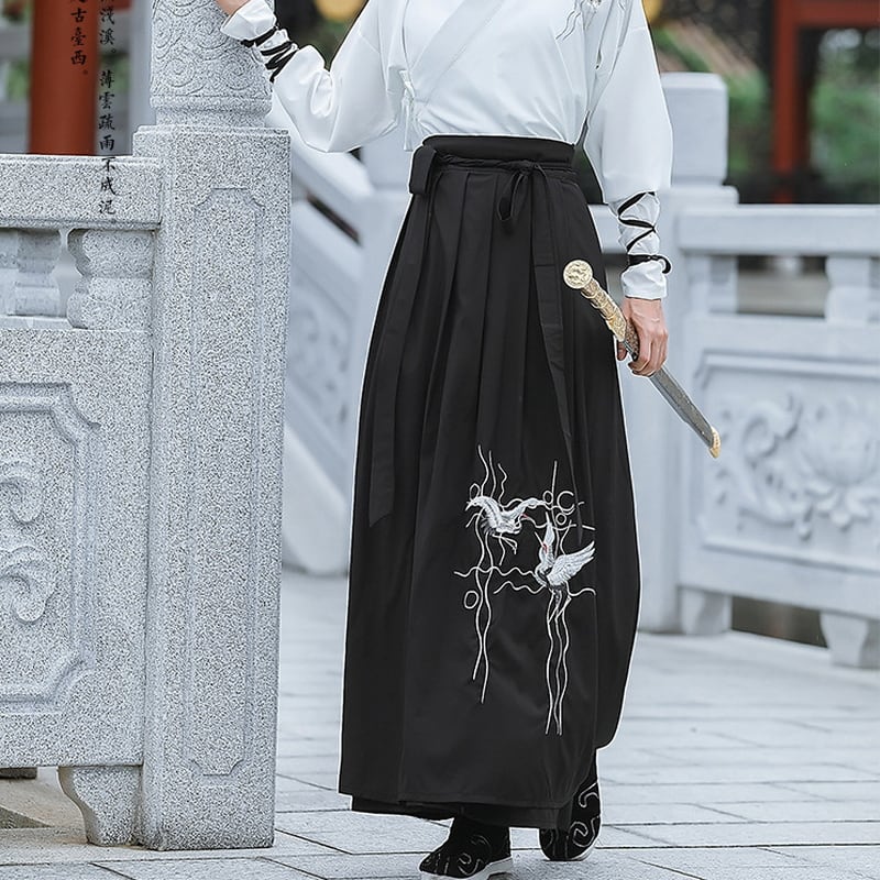 サブカル 服 地雷系 通販 ワイドパンツ 袴パンツ トップス オールインワン ユニセックス レトロ ハイウエスト 刺繍 鶴柄 舞台衣装 闇かわいい