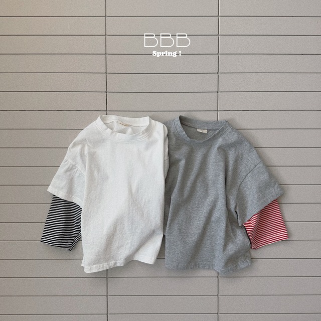 stripe layered tee【bellabanbina】※予約商品