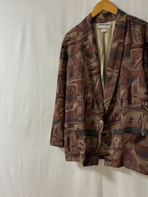 1980's All Over Pattern Shawl Collar Jacket