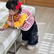 韓国子供服 / 26winter / cream bbang / ストライプボアベスト / キッズ / 冬服 *XS~XL*