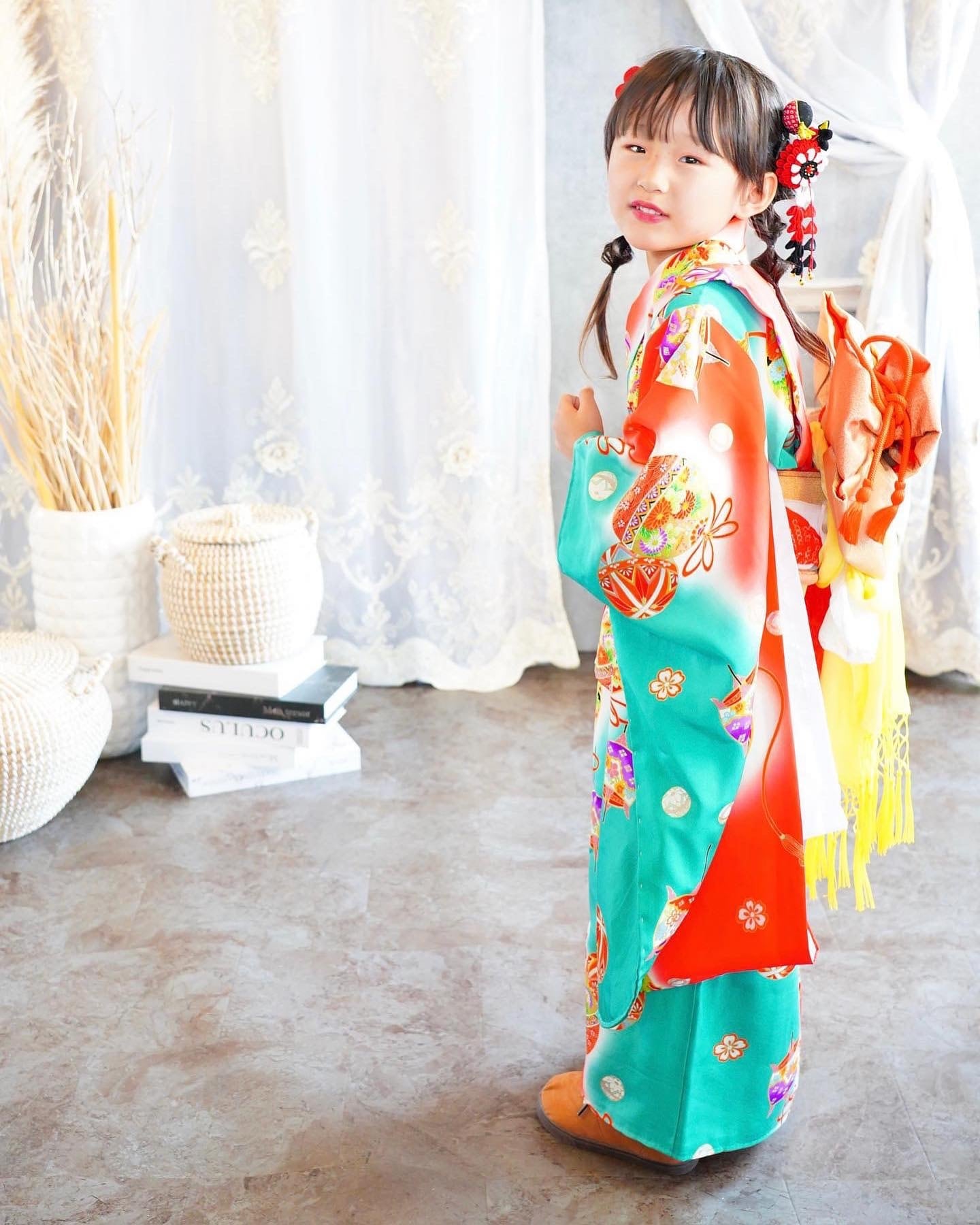 オーダー【菊・和玉・梅】七五三髪飾り（3歳、7歳）2点セット