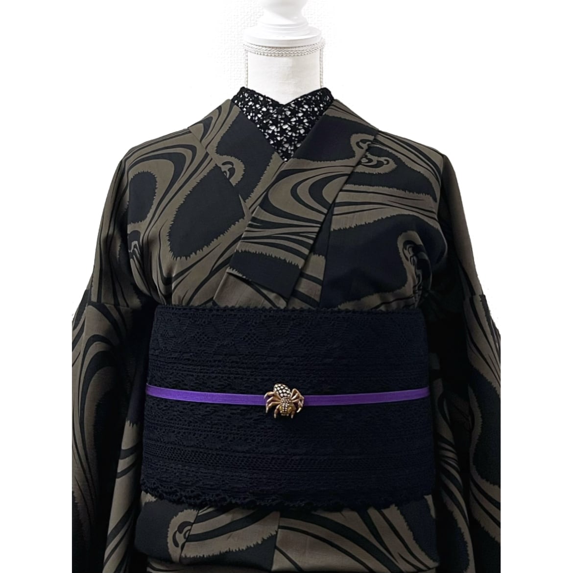 新品】撫松庵 総レース半幅帯(黒) | きもの楸堂-kisasagedo-