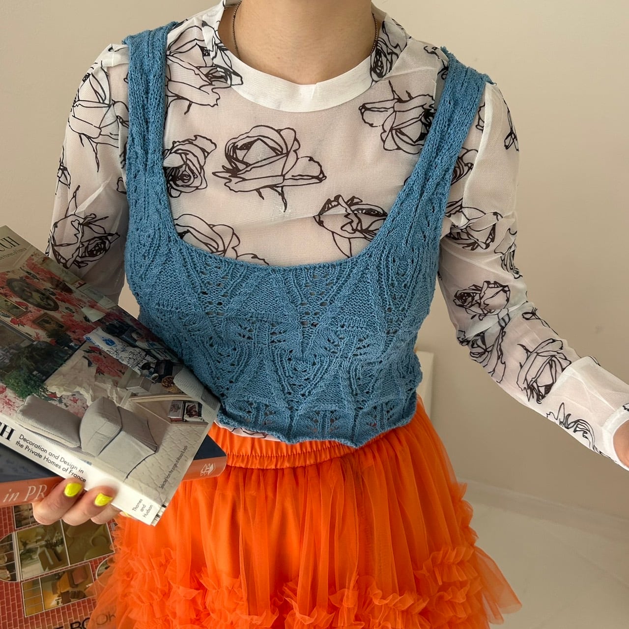 薔薇柄シアートップス_LN02806 | lanan(ラナン)