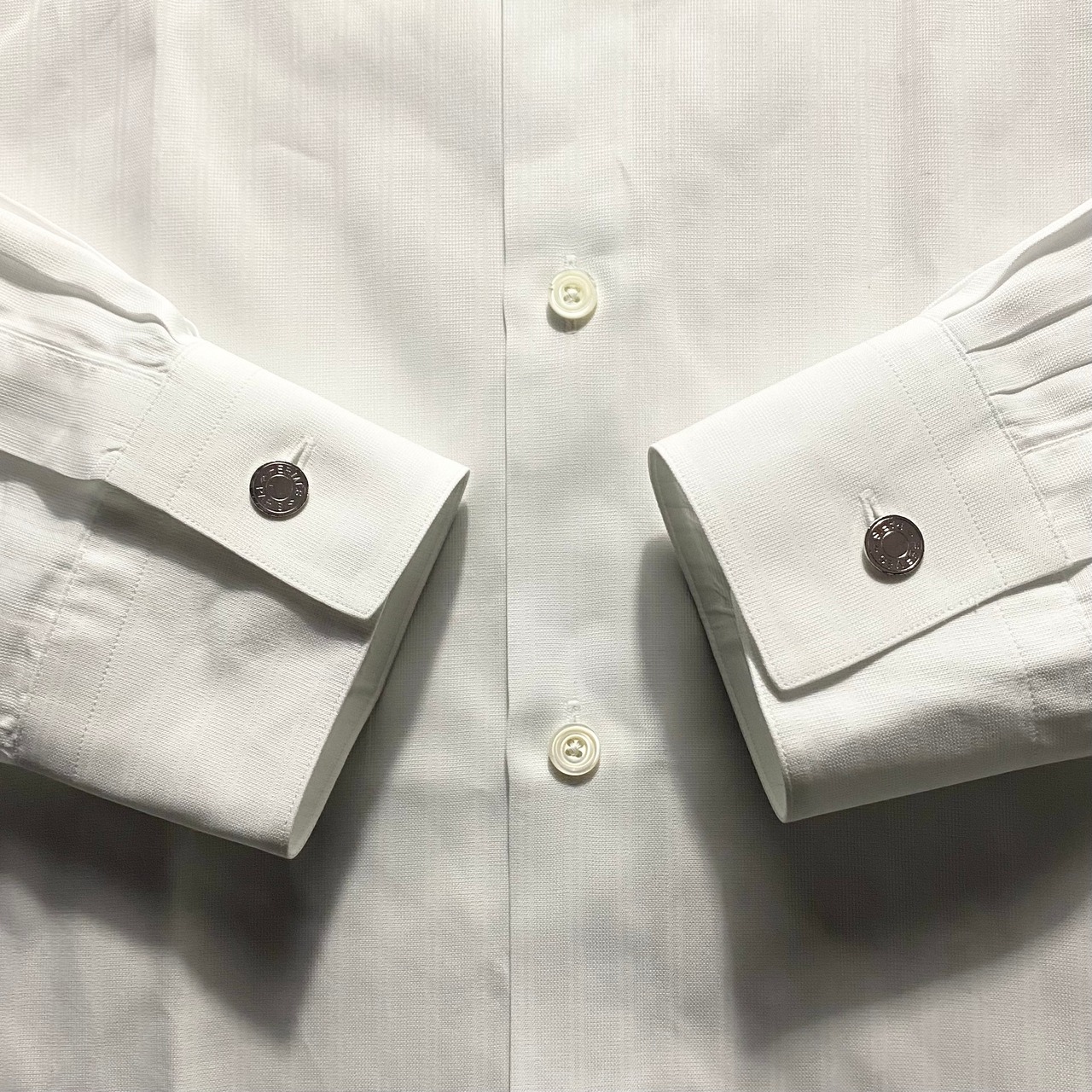 HERMES stripe woven white shirt