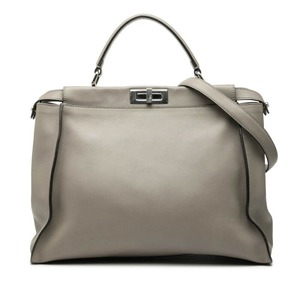 フェンディ ピーカブー ラージ ハンドバッグ ワンショルダーバッグ 2WAY 8BN210 グレー グリーン レザー レディース FENDI 【中古】