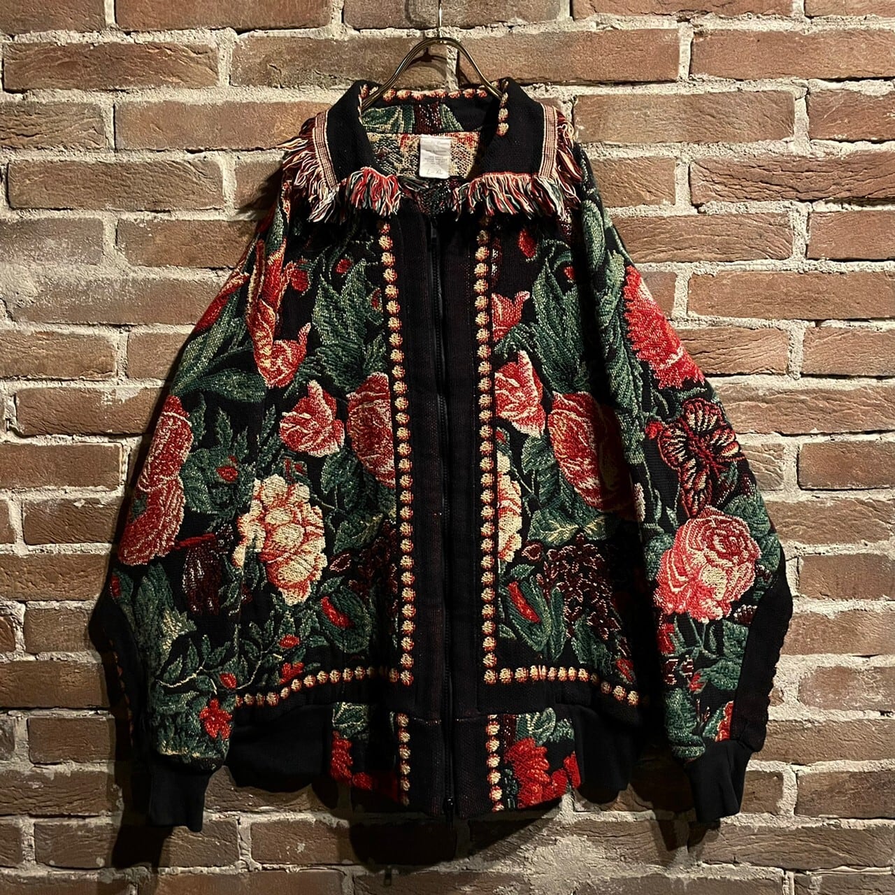 Caka act3】Beautiful Flower Pattern Vintage Zipup Gobelin Jacket 