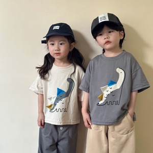 【BABY&KID】カラーバリ恐竜半袖トップス