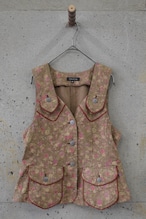 Floral-print vest with rope piping