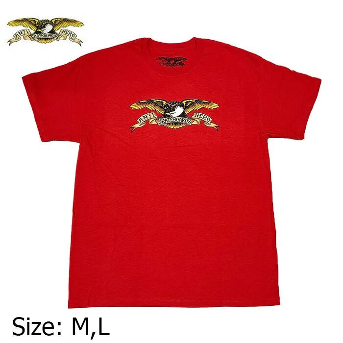 ANTIHERO アンタイヒーロー スケボー Tシャツ 半袖 アンチヒーロー スケボー EAGLE S/S TEE BLACK MULTI (RED)