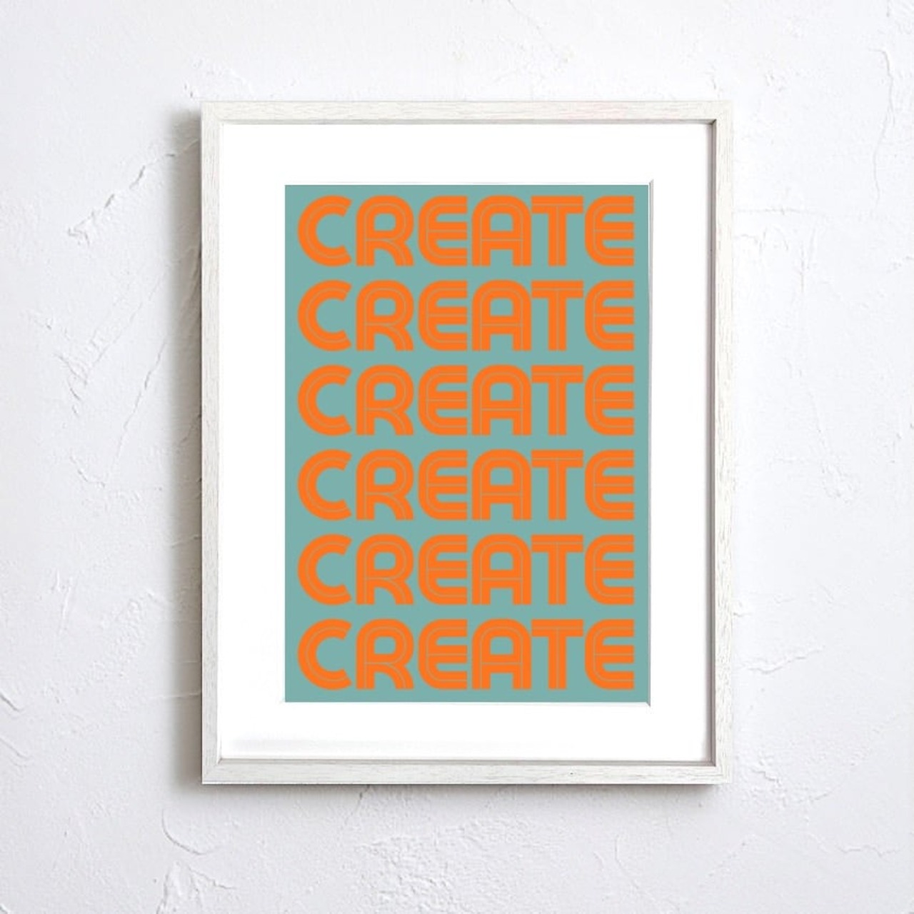 CREATE Rhythm Poster｜レトロポップなタイポグラフィアート｜ミント×オレンジで空間を明るく彩るインテリアA4ポスター
