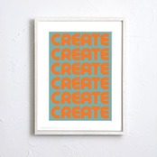 CREATE Rhythm Poster｜レトロポップなタイポグラフィアート｜ミント×オレンジで空間を明るく彩るインテリアA4ポスター