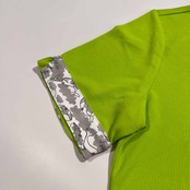 CASTELBAJAC カステルバジャック 総柄切替 半袖 ポロシャツ 42 /蛍光グリーン/レディース/ゴルフ