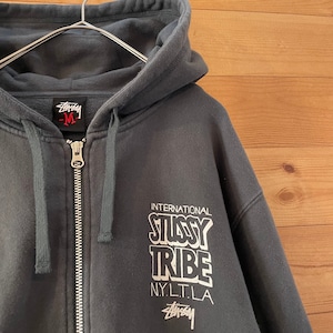 【STUSSY】International St?ssy Tribe ステューシー バックプリント フルジップ スウェットパーカー M 古着