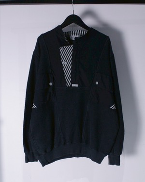 【Caka BLACK】Special Swiching Design Vintage Loose Pullover