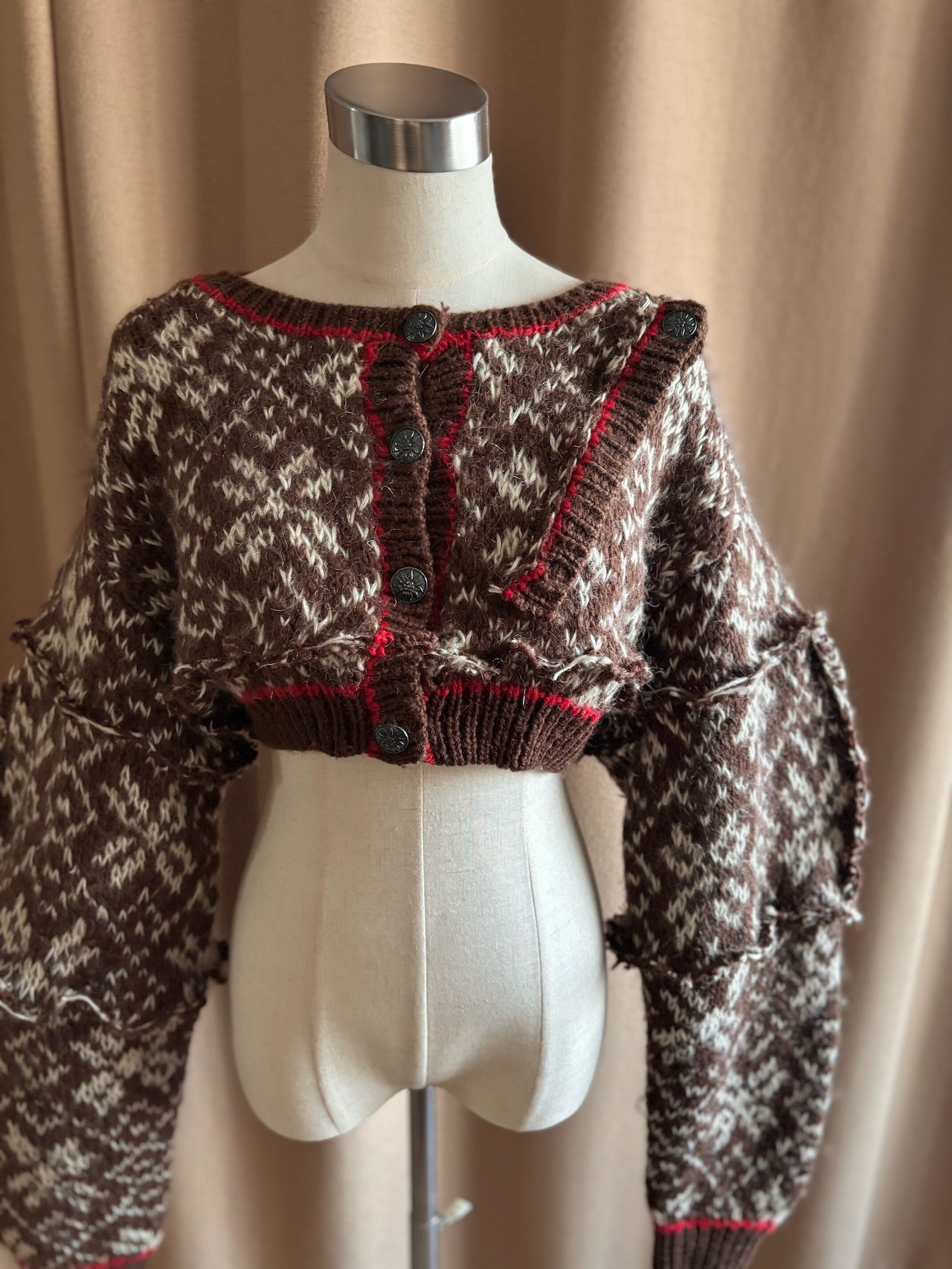 chocolate nordic pattern remake knit cardigan-5074-11