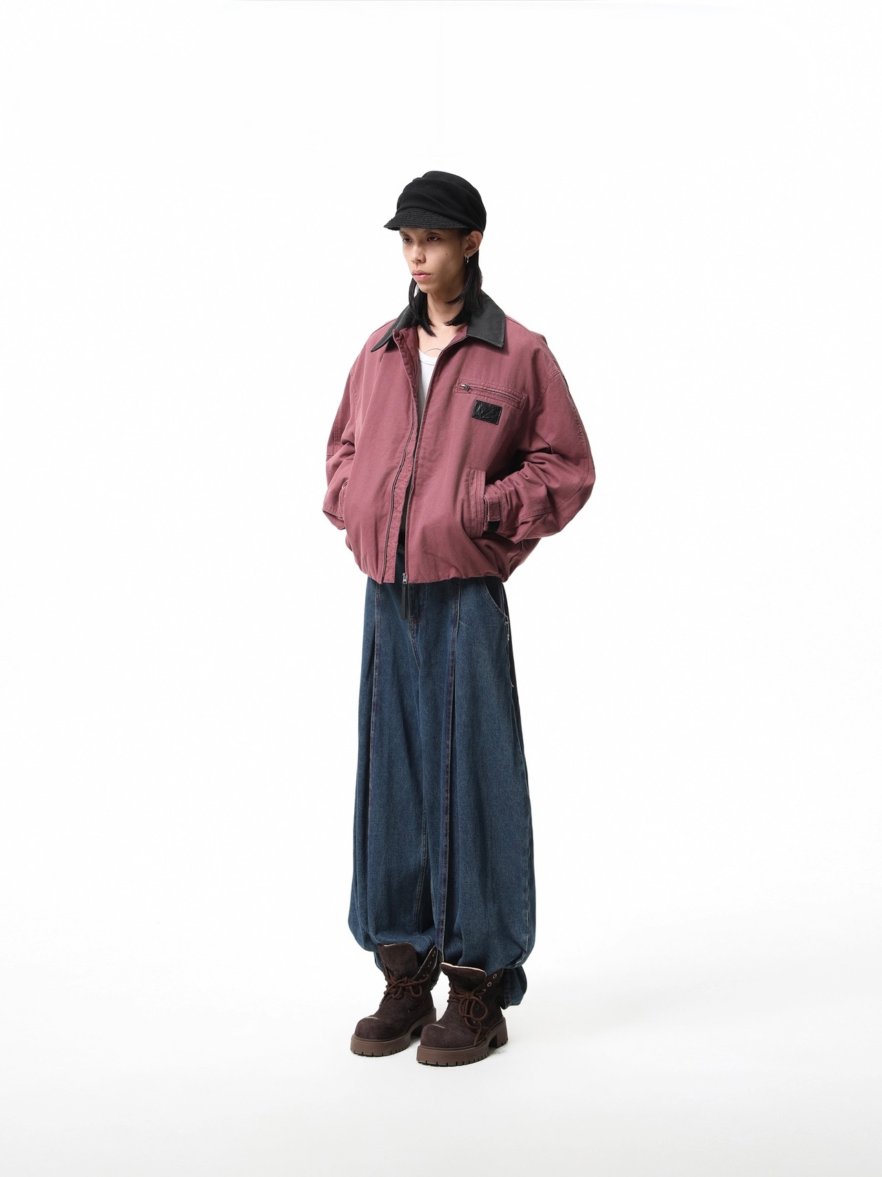 BOOGOOVOGUE Vintage Faux Fur Denim Bomber