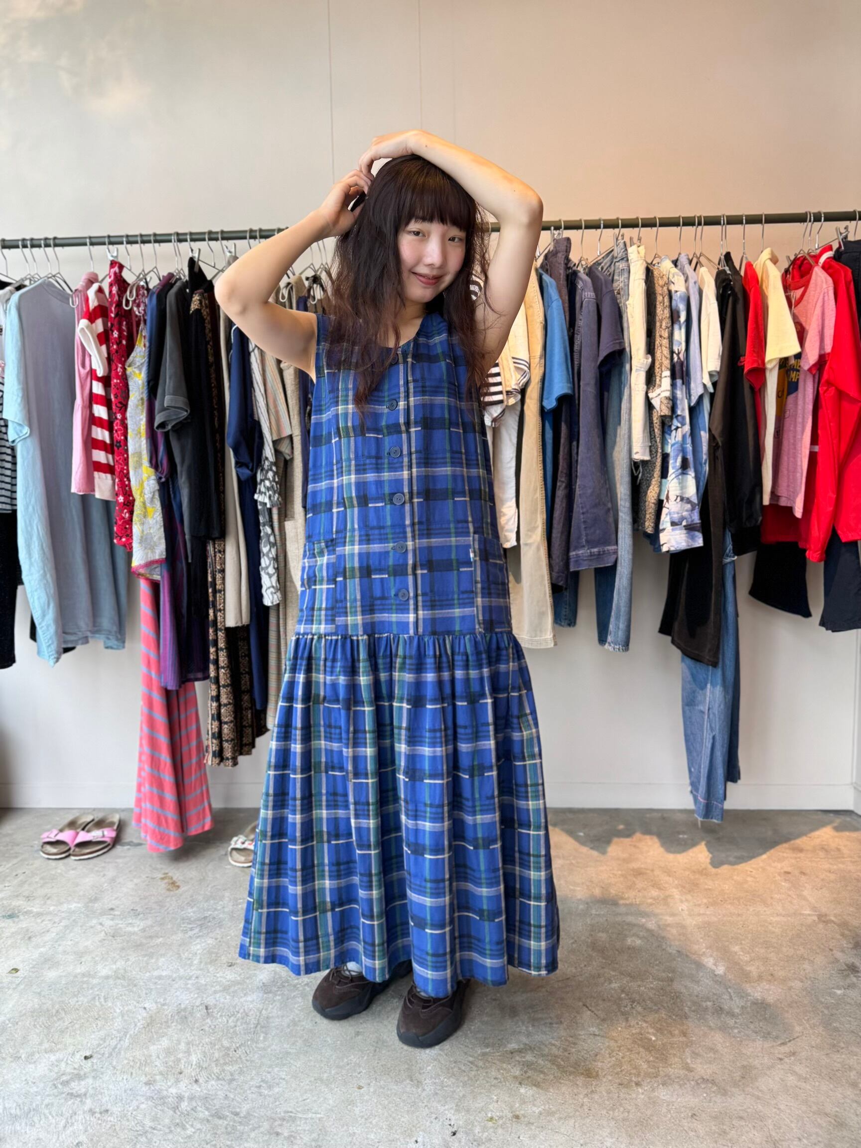 1970's〜80's PTA マドラスチェックノースリーブワンピース MADE IN