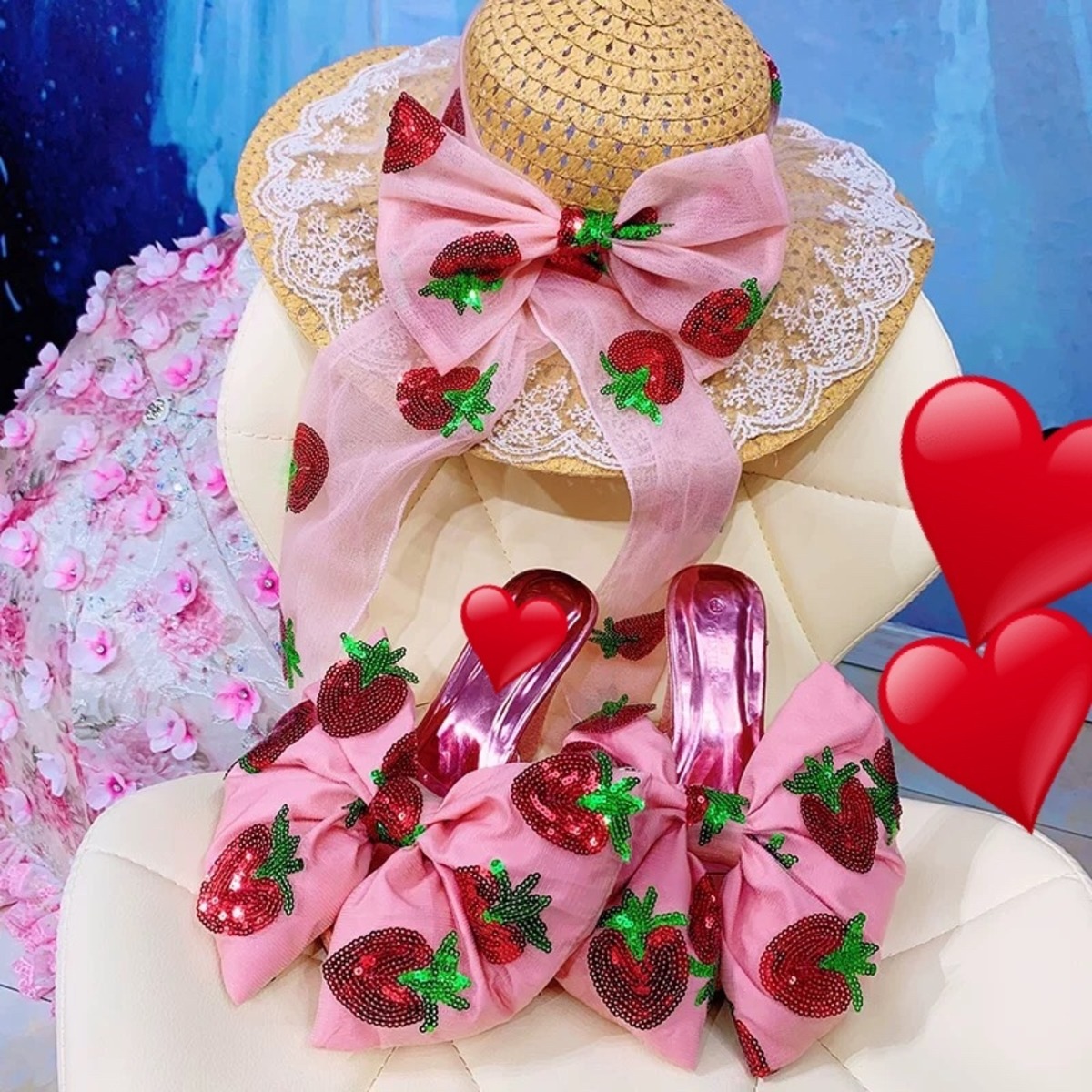 リボン 可愛い レース 帽子 つば広 ハット アクセサリー リボン ピンク