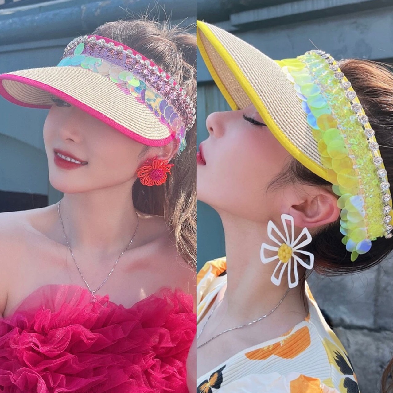 サンバイザー 帽子 白 ガーリー 姫 可愛い 原宿 古着 黒 花柄 フラワー 