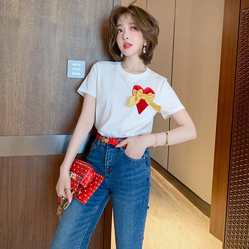 ソリッド カラーリボンTシャツ サマースタイル 夏物 ソリッドカラー MIUCO57546440932