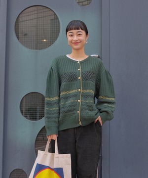 【送料無料】European puff sleeve cardigan