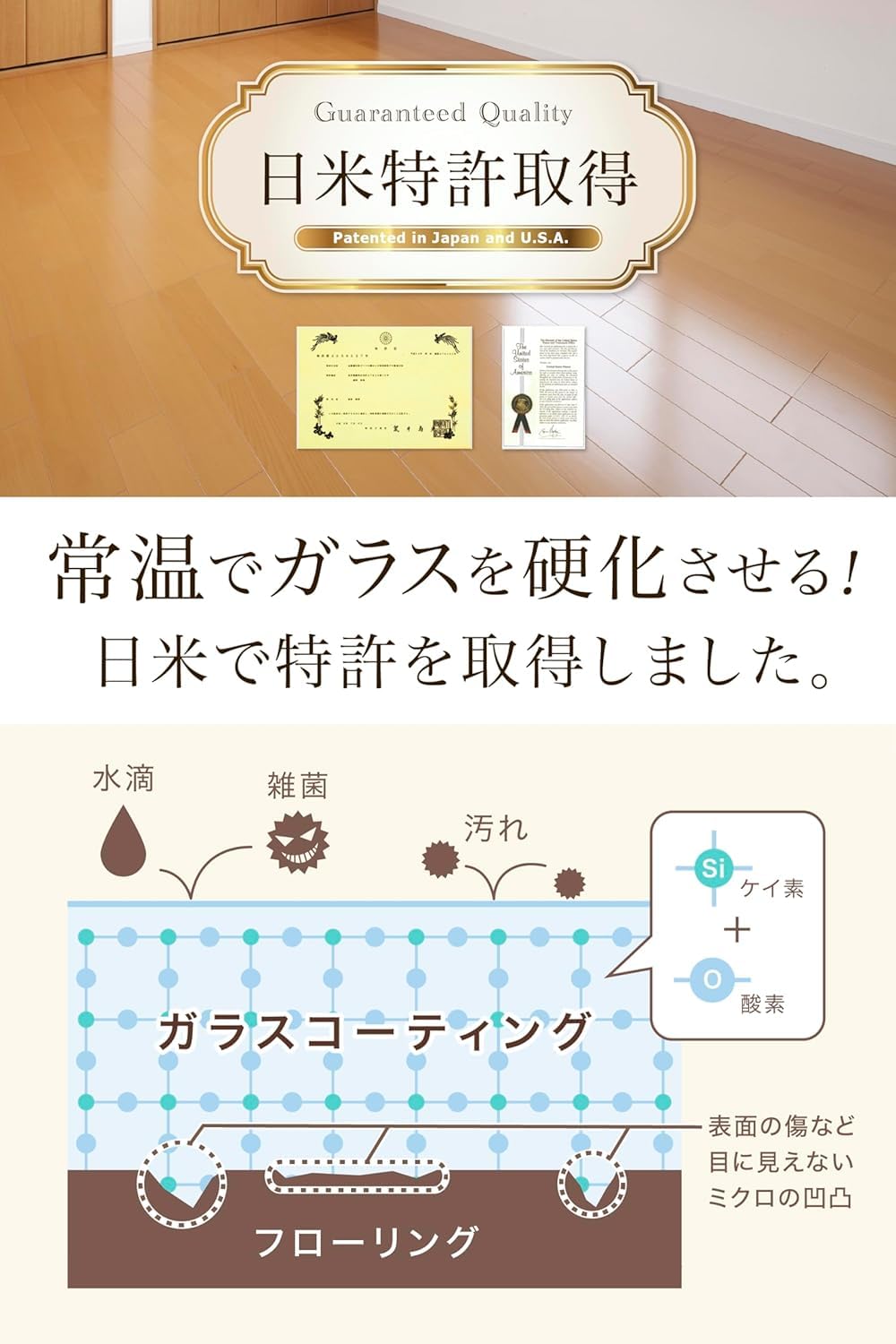 Jemusu  Glass Veil フロアコーティング新品 Glass Veil 】 純 ガラス コーティング フローリング 床用 25ml (6畳用