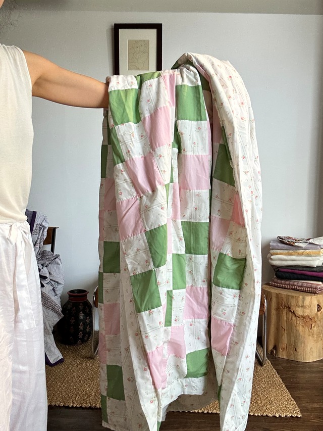 Vintage pink green キルティングカバー