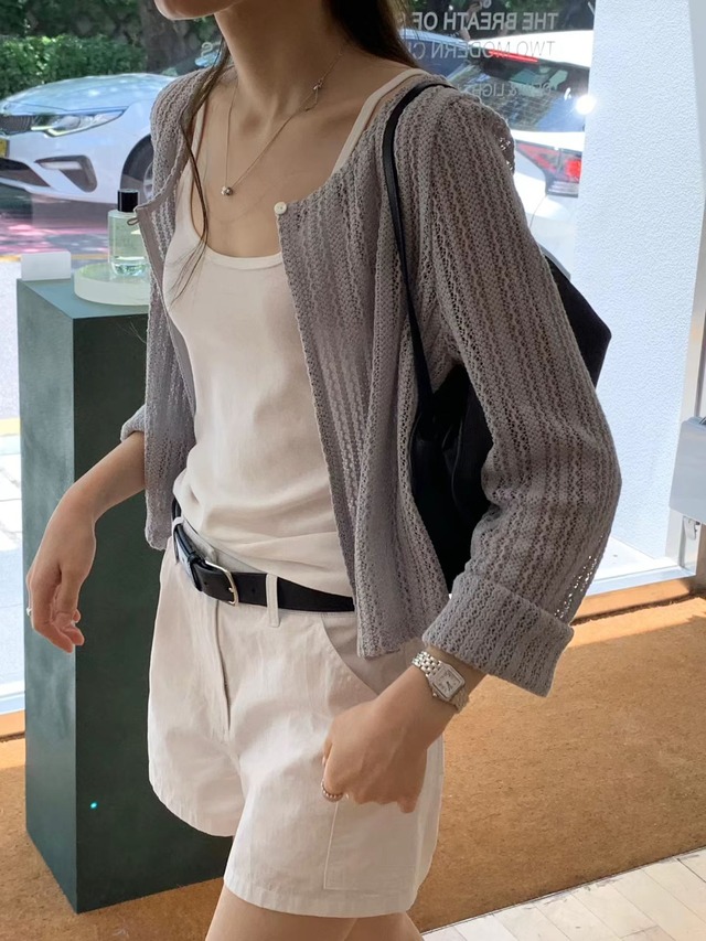 (OUNCE) sui  crochet cardigan / 2color