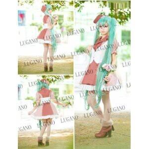 K2062 VOCALOID コーヒー服 初音ミク 衣装+ウィッグ 風 コスプレ衣装