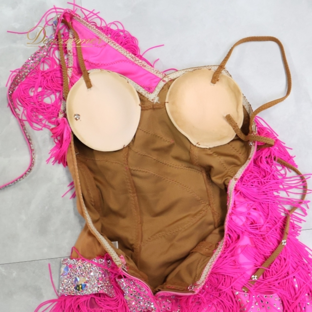 社交ダンス 衣装 ラテン ドレス ワンピース デモ 競技 ダンス パーティ 発表会 フリンジ ピンク系 フリンジデザイン アシンメトリー コスチューム ダンスウェア 発表会用 ドレスアップ ステージ衣装 エレガント 競技用衣装パーティードレス