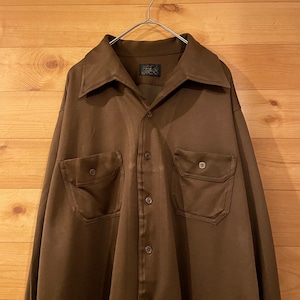 【J.C.PENNEY】 70s デカ襟 ヴィンテージ 長袖シャツ ポリシャツ XL 韓国製