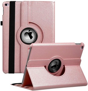 【特価処分】iPad ケース 9.7インチ 2018/2017 (第5世代 第6世代)iPad Air Air 2 カバー 360度回転式 手帳型タブレットケース オートスリープ機能 3段階調節可能 固定バンド 脱落防止 耐衝撃 耐久性 (ローズゴールド)