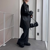 【受注販売】レザーライクオーバーJK/ブラック