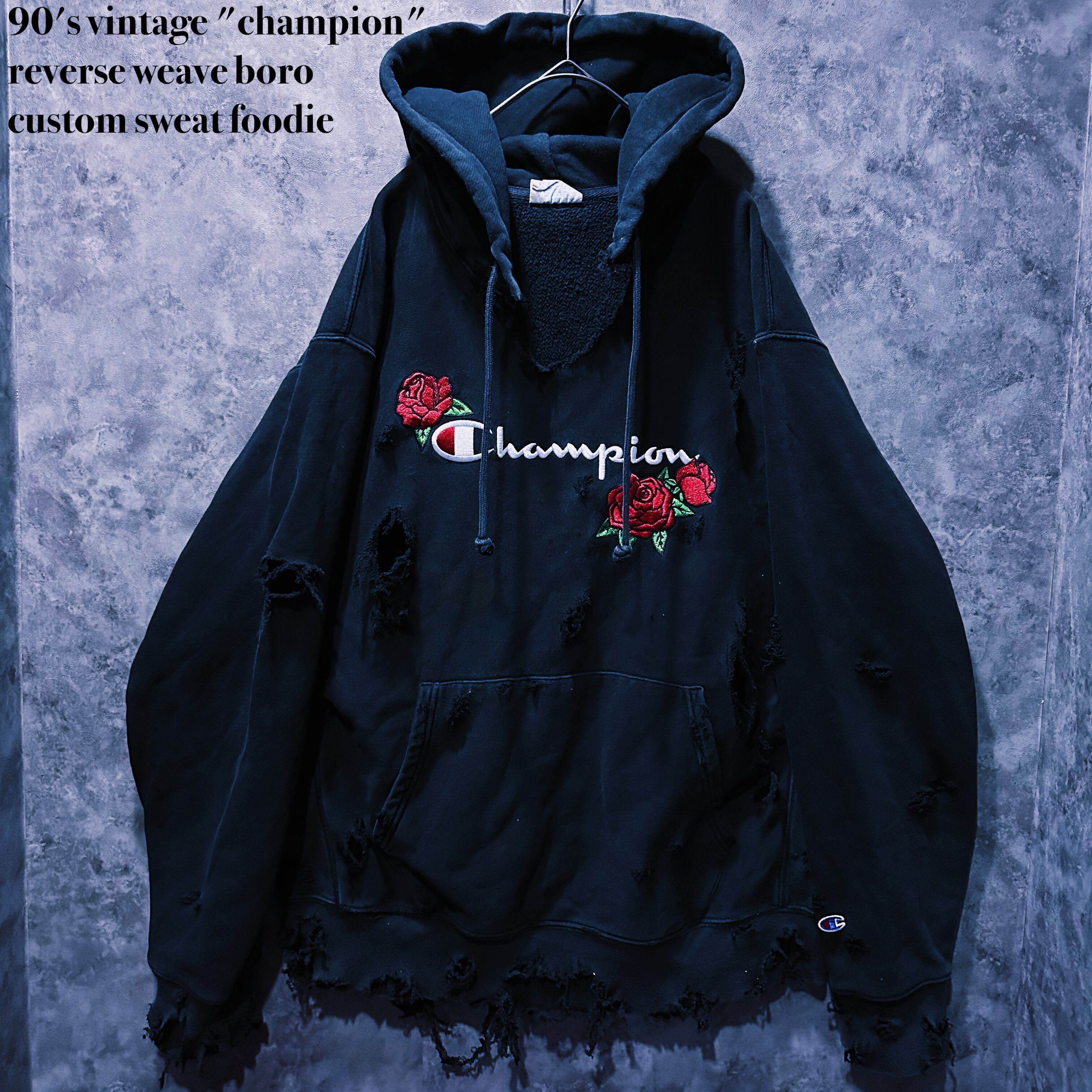 【doppio】90's vintage "champion" reverse weave boro custom sweat foodie