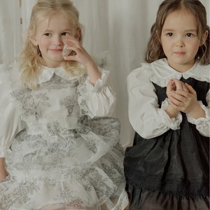 秋レースフリルオーガンザブラウス3色