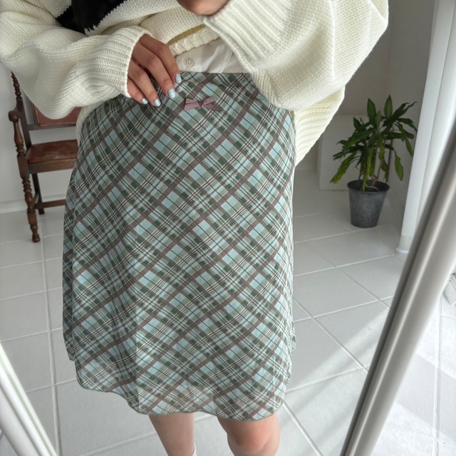 Sheer Checkered Flared Skirt_LN03574