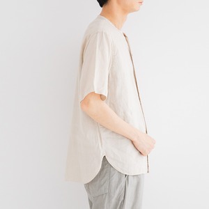 リネン RINEN 60/1リネン平織半袖バンドカラーシャツ(R34203)全4色【レターパックプラス可】