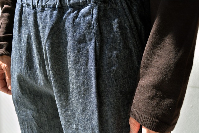 リネン RINEN 6オンスノットインディゴデニムテーパードラクパンツ(R44105)ネイビー(05)